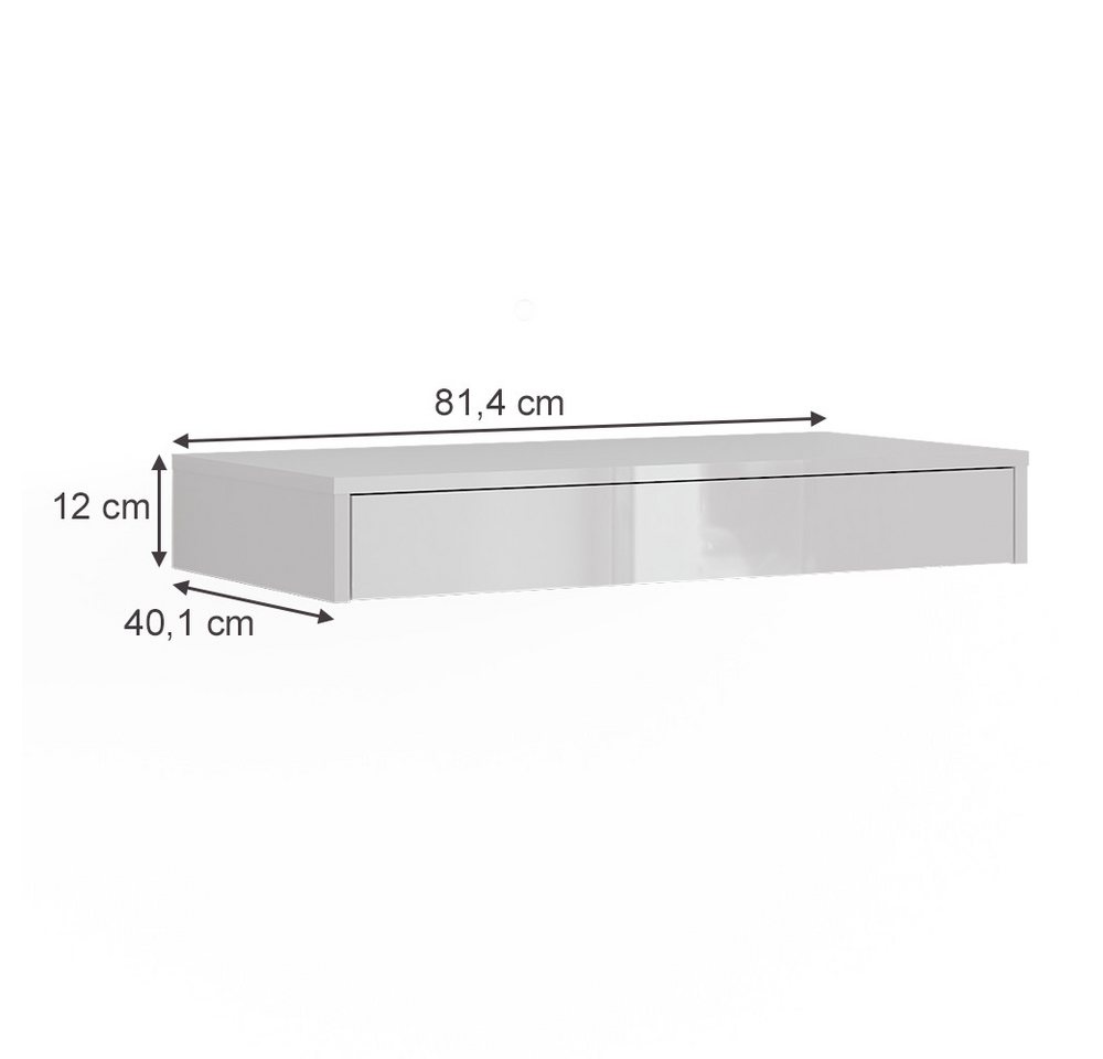 Vicco Bücherregal Sherry, Weiß/Weiß Hochglanz, 81.4 x 12 cm mit Schublade, 1-tlg. – Bild 2 von 5