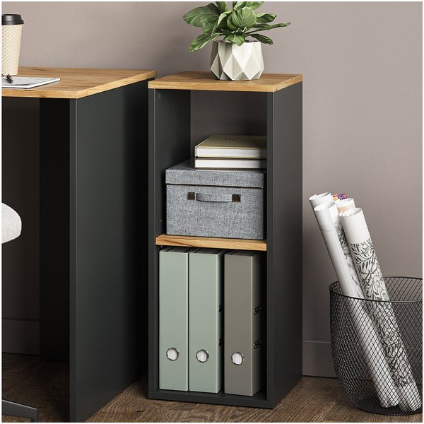 Vicco Bücherregal Tomy, Anthrazit/Goldkraft Eiche, 30 x 74 cm mit 2 offenen Fächern, 1-tlg.