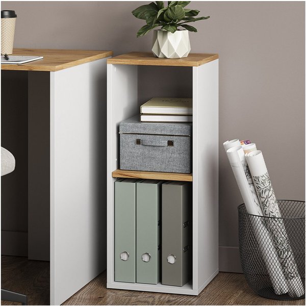 Vicco Bücherregal Tomy, Weiß/Goldkraft Eiche, 30 x 74 cm mit 2 offenen Fächern, 1-tlg.
