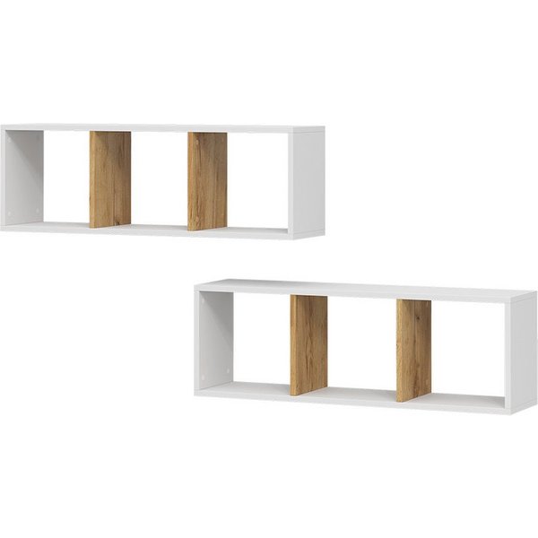 Vicco Bücherregal Tomy, Weiß/Goldkraft Eiche, 90 x 30 cm 2er Set, 2-tlg.