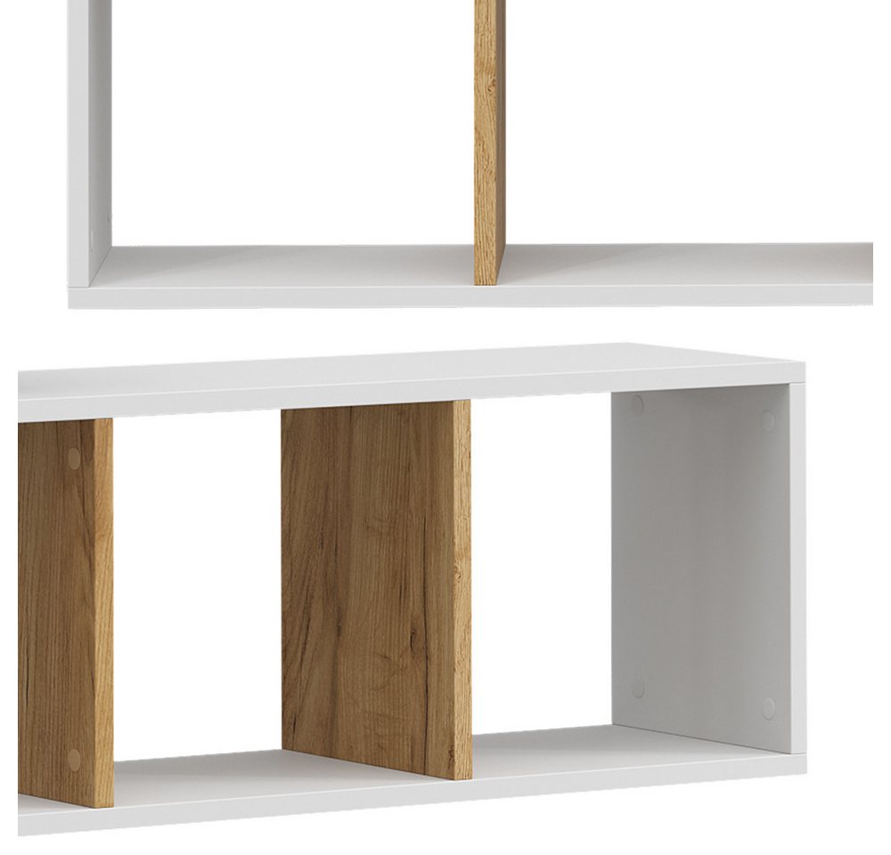 Vicco Bücherregal Tomy, Weiß/Goldkraft Eiche, 90 x 30 cm 2er Set, 2-tlg. – Bild 5 von 5