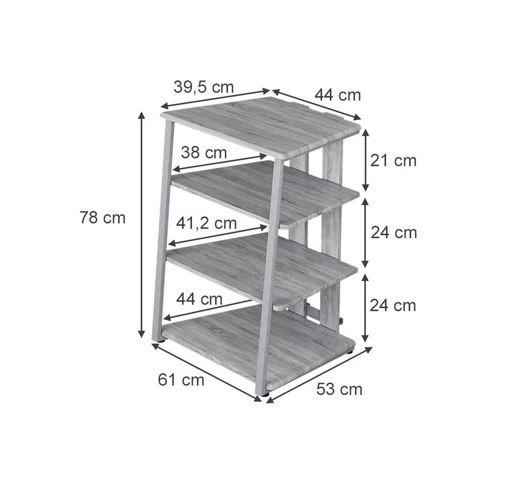 Vicco Bücherregal Tonar, Grau, 61 x 78 cm 4 offene Ablageflächen, 1-tlg. – Bild 3 von 5