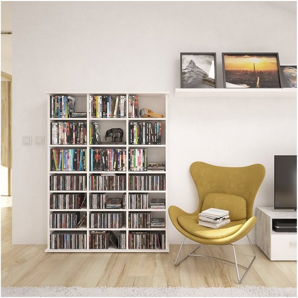 Vicco CD-Regal Jukebox, Weiß, 105 x 136 cm, 1-tlg.