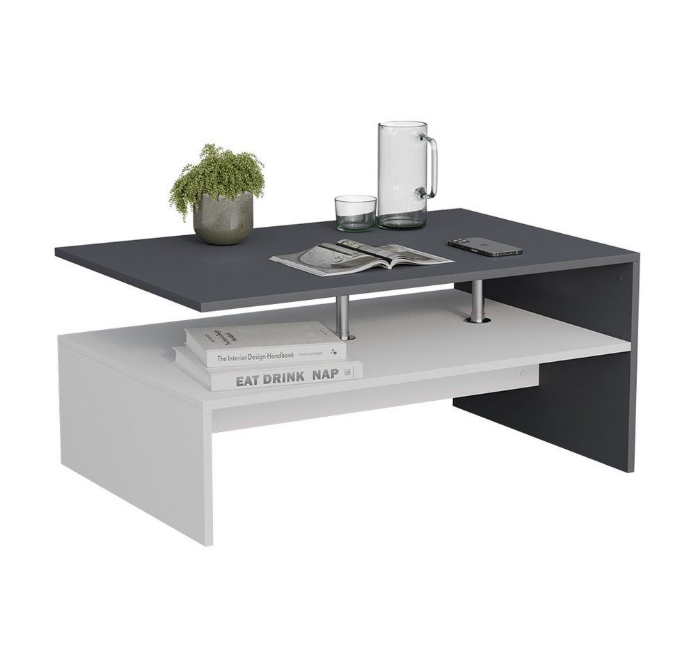 Vicco Couchtisch Amato, Anthrazit/Weiß, 90 x 52.6 cm (1-St) – Bild 5 von 5