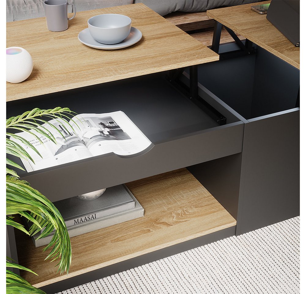 Vicco Couchtisch Avela, Schwarz/Sonoma, 110 x 110 cm (1-St) – Bild 4 von 5