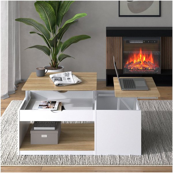 Vicco Couchtisch Avela, Weiß/Sonoma/Weiß, 55 x 110 cm (1-St)