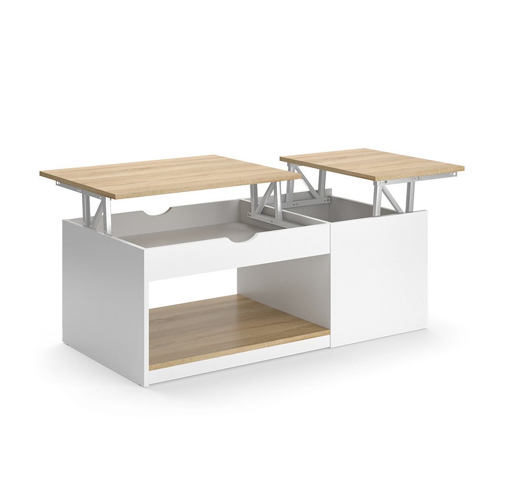 Vicco Couchtisch Avela, Weiß/Sonoma/Weiß, 55 x 110 cm (1-St) – Bild 2 von 5