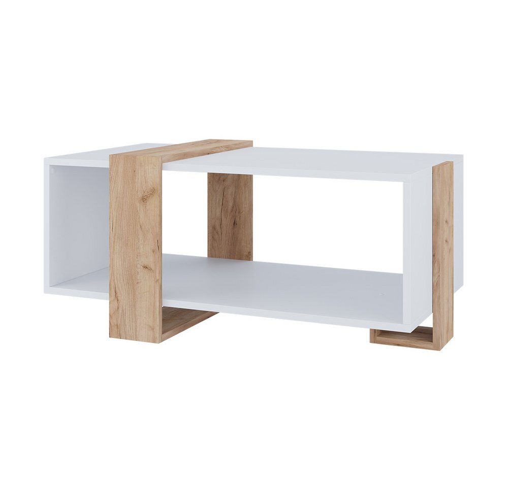 Vicco Couchtisch Aven, Weiß/Goldkraft Eiche, 91.5 x 52 cm (1-St) – Bild 2 von 5