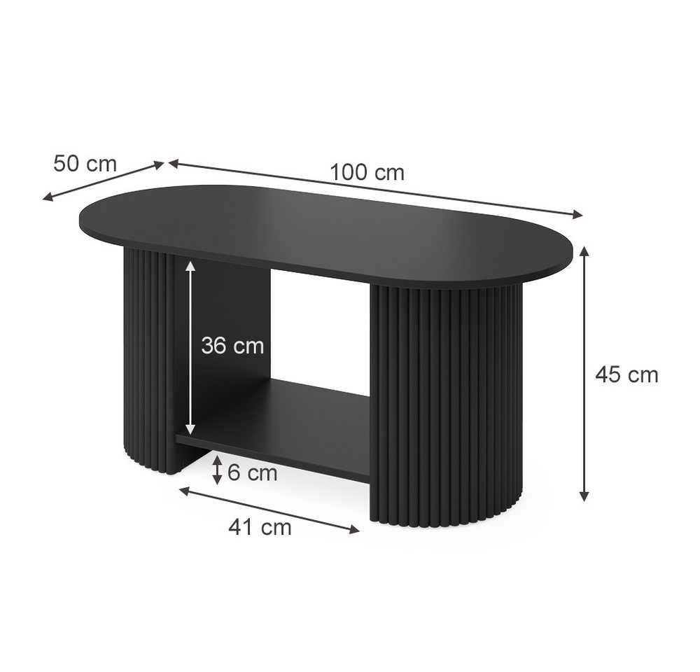 Vicco Couchtisch Calero, Schwarz/Schwarz, 100 x 50 cm (1-St) – Bild 3 von 5