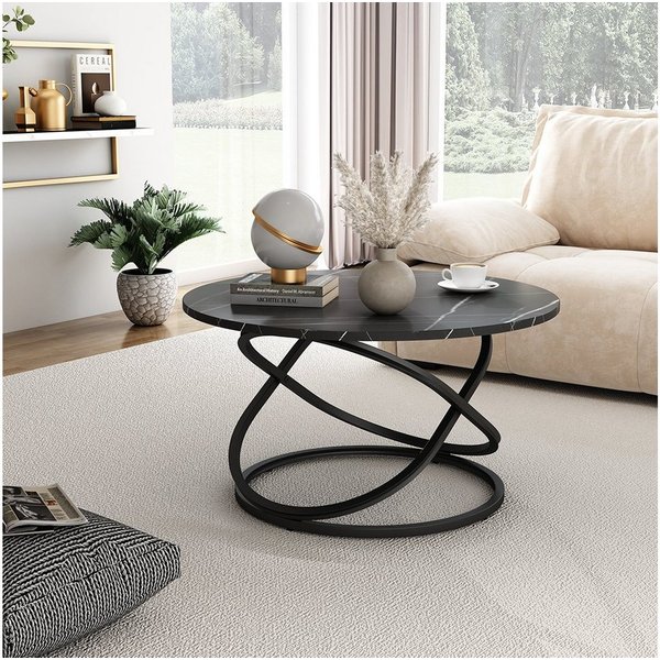 Vicco Couchtisch Calgary, Schwarz, 79.5 x 46 cm mit großer Arbeitsfläche (1-St)