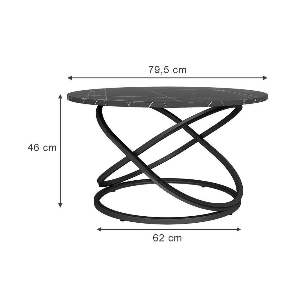 Vicco Couchtisch Calgary, Schwarz, 79.5 x 46 cm mit großer Arbeitsfläche (1-St) – Bild 4 von 5
