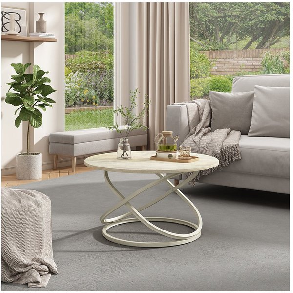 Vicco Couchtisch Calgary, Travertin/Cashmere, 79.5 x 79.5 cm