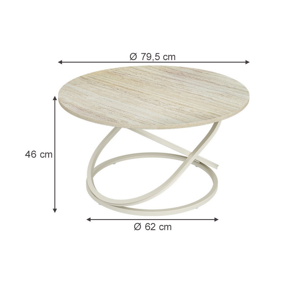 Vicco Couchtisch Calgary, Travertin/Cashmere, 79.5 x 79.5 cm – Bild 3 von 5