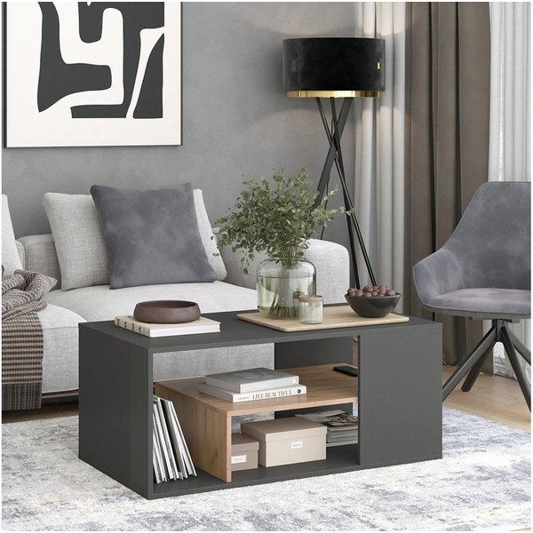 Vicco Couchtisch Edgar, Anthrazit/Goldkraft Eiche, 110 x 59 cm (1-St)