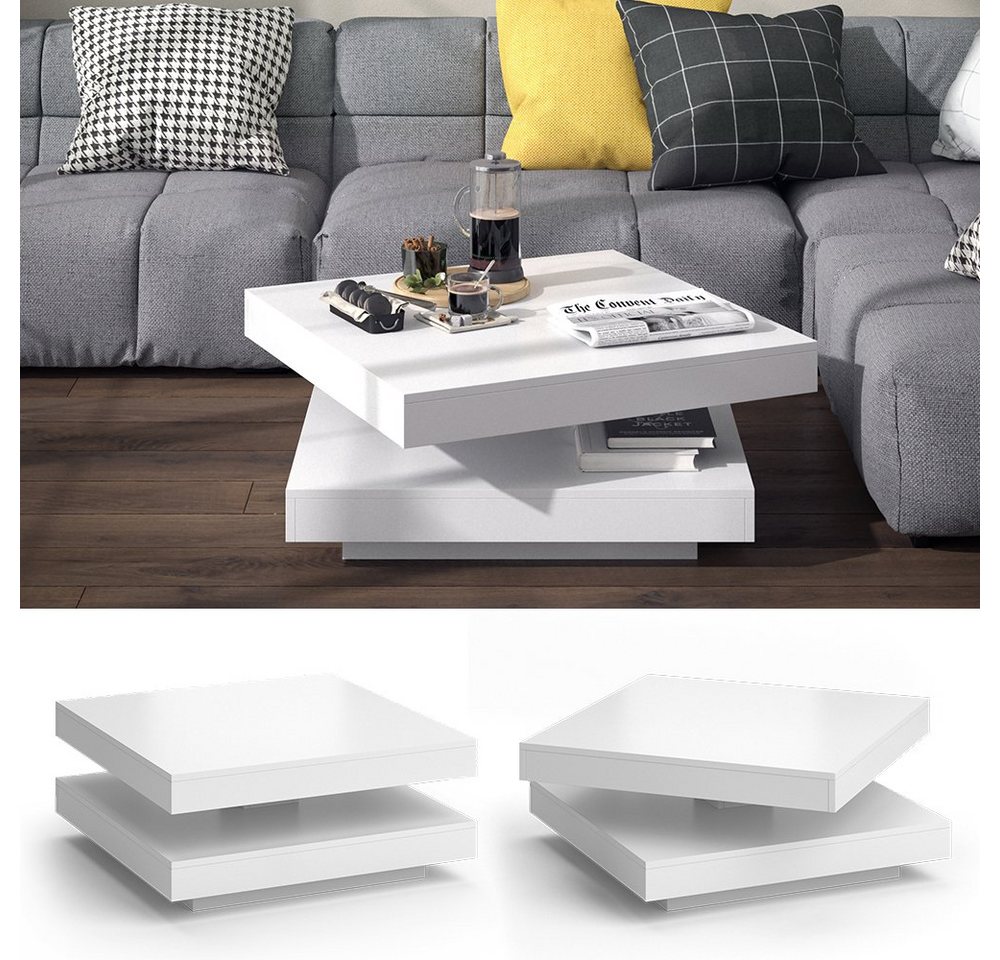 Vicco Couchtisch Elias, Weiß, 70 x 70 cm (1-St), Kippbar – Bild 2 von 5