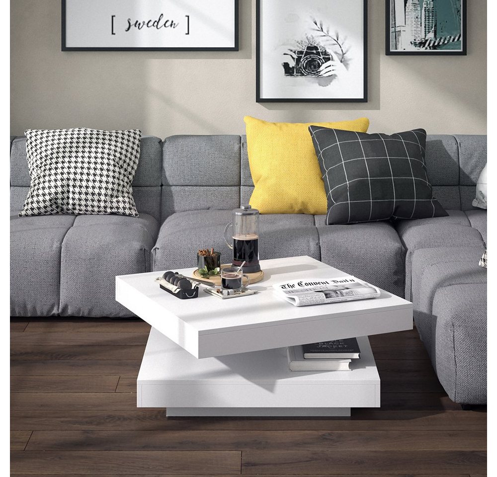 Vicco Couchtisch Elias, Weiß, 70 x 70 cm (1-St), Kippbar – Bild 4 von 5