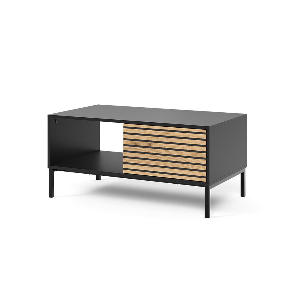 Vicco Couchtisch Eliza, Schwarz/Eiche, 90 x 50 cm mit einer Schublade (1-St) – Bild 2 von 5