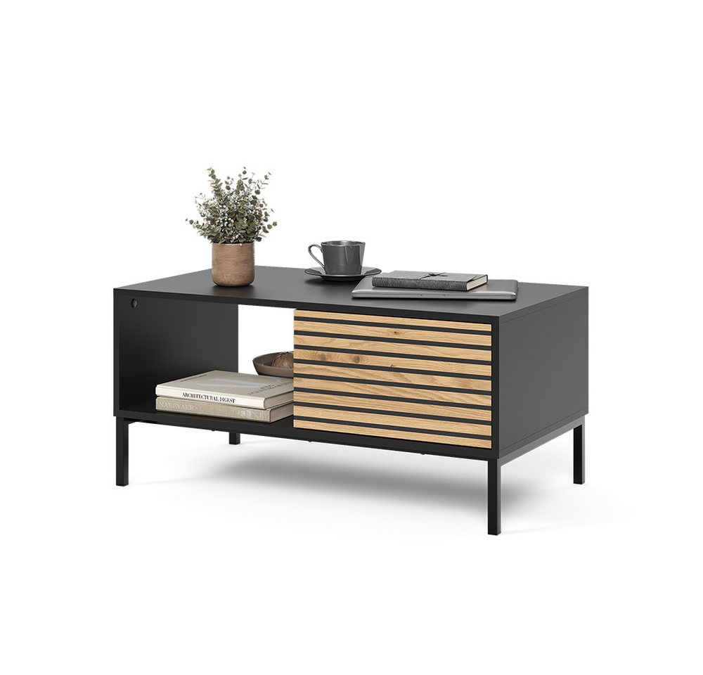 Vicco Couchtisch Eliza, Schwarz/Eiche, 90 x 50 cm mit einer Schublade (1-St) – Bild 5 von 5