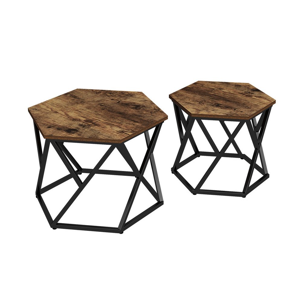 Vicco Couchtisch Fyrk, Eiche rustikal, 57 x 57 cm 2er-Set (2-St) – Bild 2 von 5