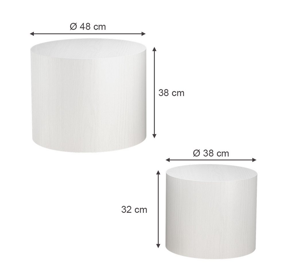 Vicco Couchtisch Giva, Weiß, 48 x 48 cm (2-St) – Bild 4 von 5