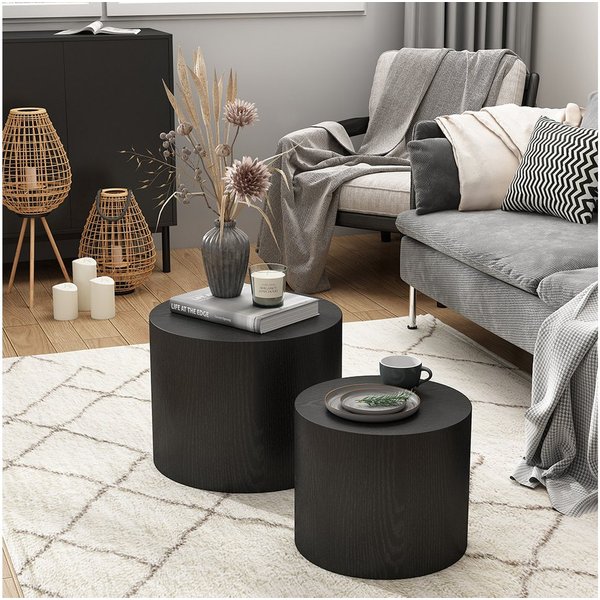 Vicco Couchtisch Giva, Schwarz, 48 x 48 cm (2-St)