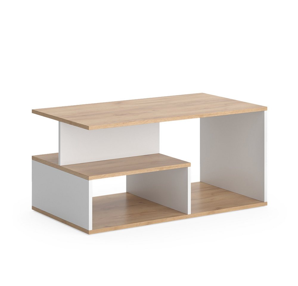 Vicco Couchtisch Hasso, Goldkraft Eiche/Weiß, 90 x 49.4 cm (1-St) – Bild 2 von 5