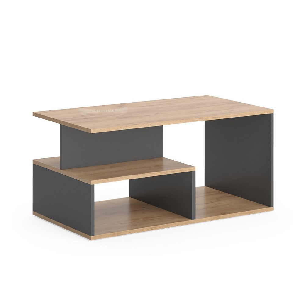 Vicco Couchtisch Hasso, Goldkraft Eiche/Anthrazit, 90 x 49.4 cm (1-St) – Bild 2 von 5