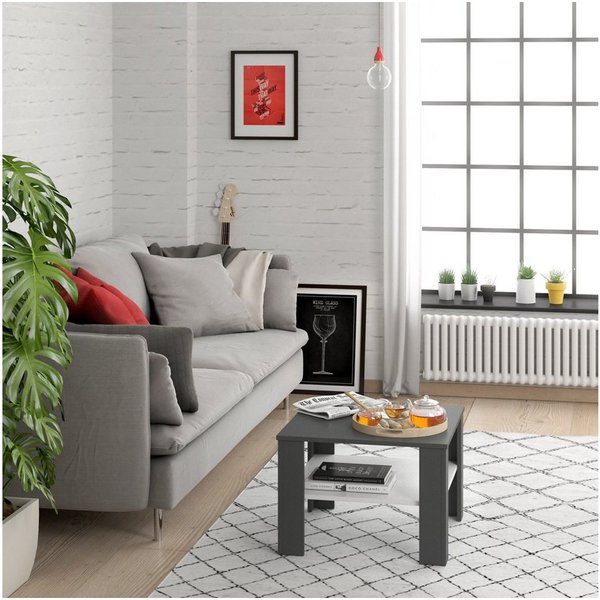 Vicco Couchtisch Homer, Anthrazit/Weiß, 60 x 60 cm (1-St)