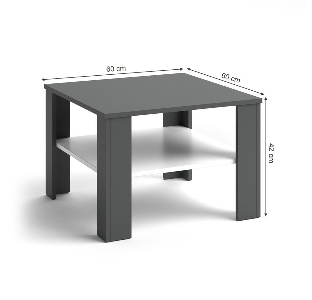 Vicco Couchtisch Homer, Anthrazit/Weiß, 60 x 60 cm (1-St) – Bild 4 von 5