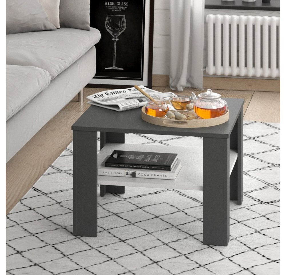 Vicco Couchtisch Homer, Anthrazit/Weiß, 60 x 60 cm (1-St) – Bild 5 von 5
