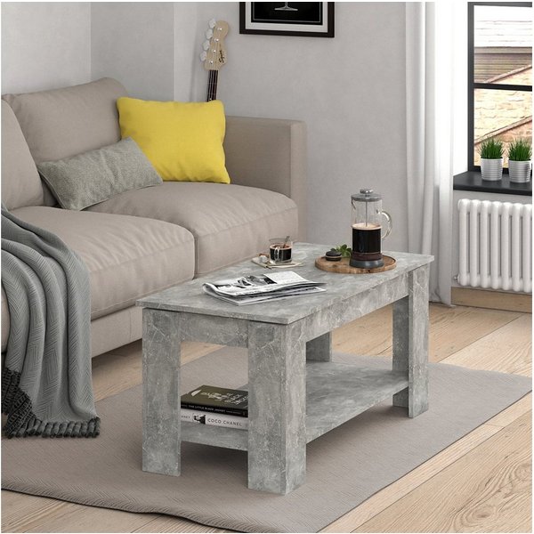 Vicco Couchtisch Lorenz, Beton, 100 x 50 cm mit Liftfunktion (1-St), Kippbar