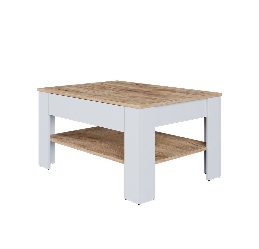 Vicco Couchtisch Milan, Weiß/Goldkraft Eiche, 92.2 x 65 cm (1-St) – Bild 2 von 5