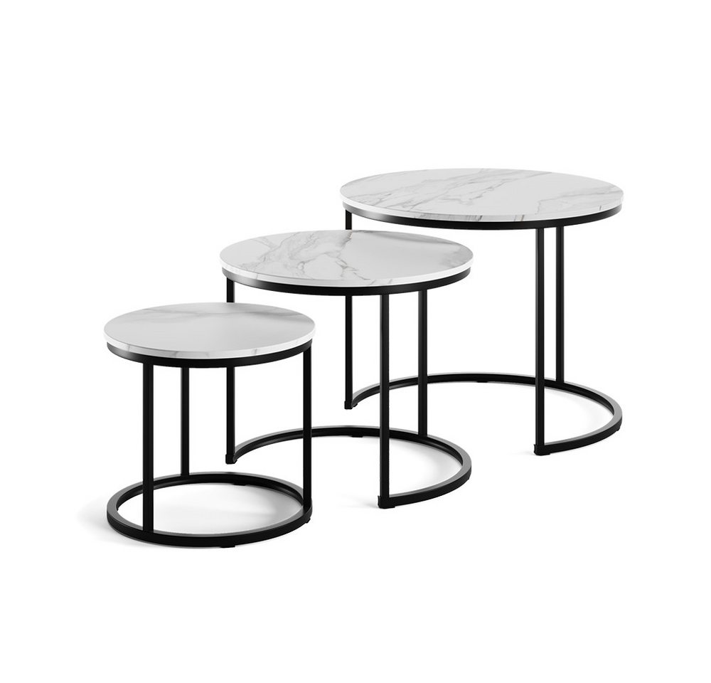 Vicco Couchtisch Montreal, Weiß/Schwarz/Schwarz, 55 x 55 cm 3 Teile (3-St) – Bild 2 von 5