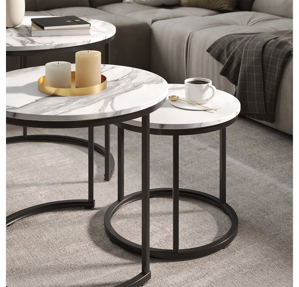 Vicco Couchtisch Montreal, Weiß/Schwarz/Schwarz, 55 x 55 cm 3 Teile (3-St) – Bild 4 von 5