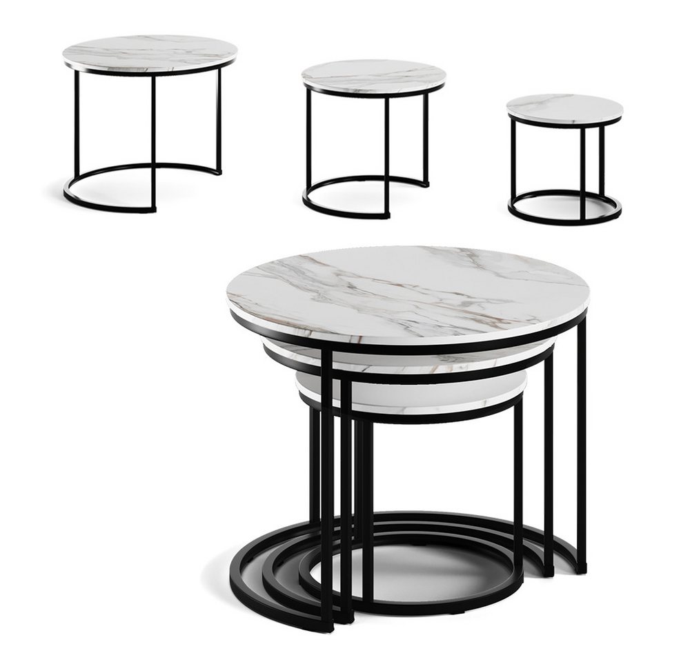 Vicco Couchtisch Montreal, Weiß/Schwarz/Schwarz, 55 x 55 cm 3 Teile (3-St) – Bild 5 von 5