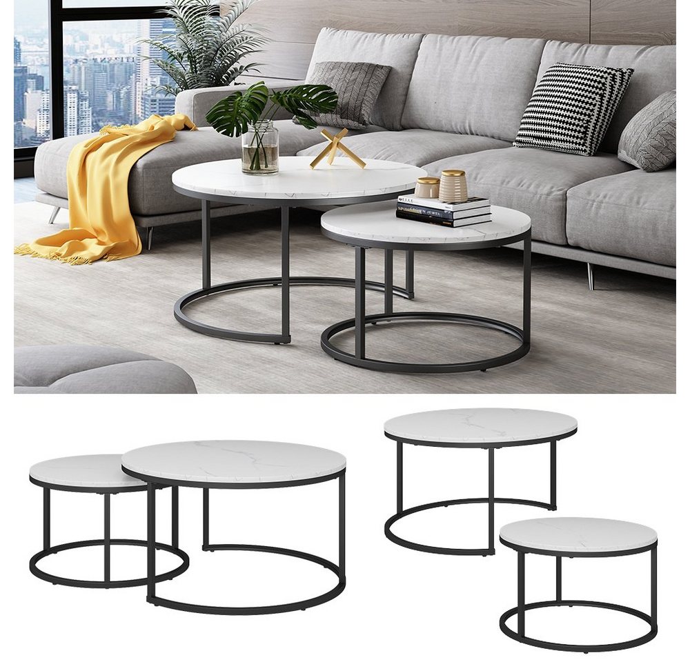 Vicco Couchtisch Montreal, Marmor Weiß, 77 x 40 cm 2 Teile (2-St) – Bild 3 von 5