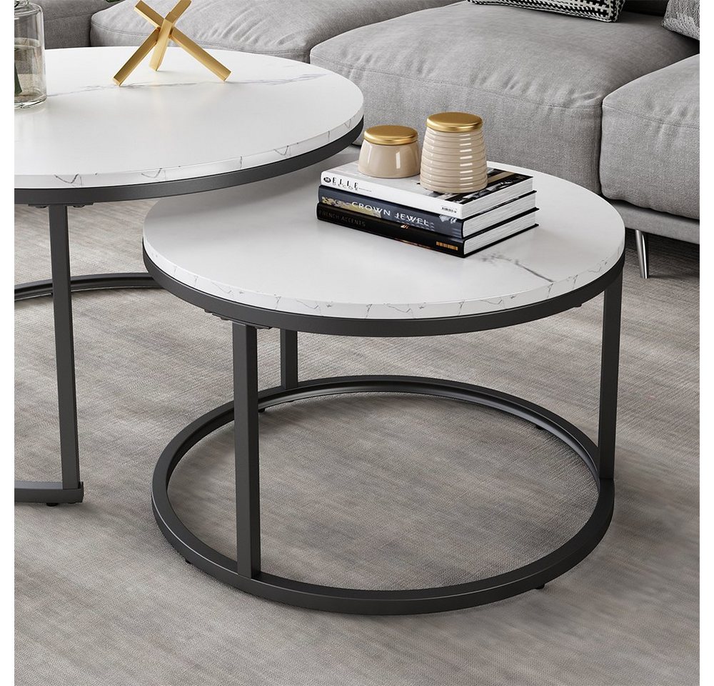 Vicco Couchtisch Montreal, Marmor Weiß, 77 x 40 cm 2 Teile (2-St) – Bild 5 von 5