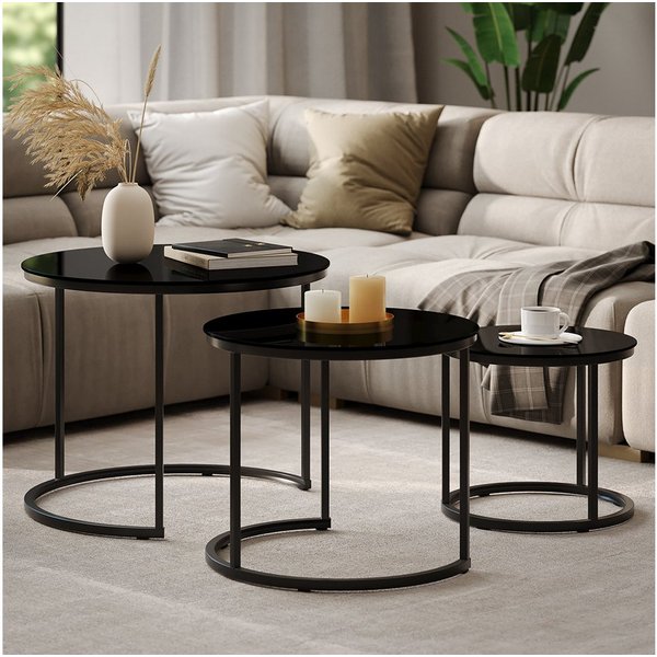 Vicco Couchtisch Montreal, Glas, 55 x 55 cm 3 Teile (3-St)
