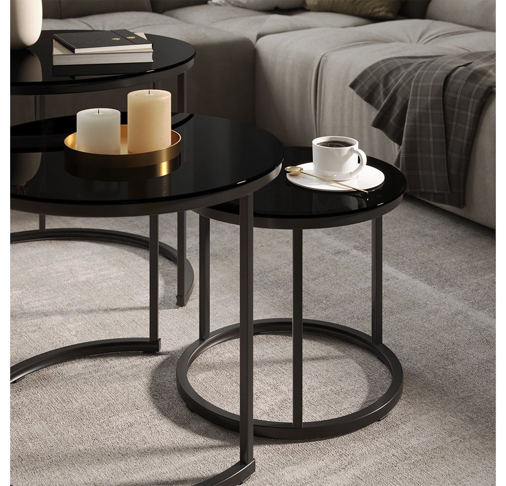 Vicco Couchtisch Montreal, Glas, 55 x 55 cm 3 Teile (3-St) – Bild 4 von 5
