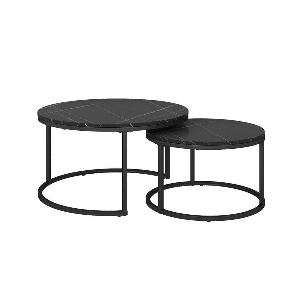 Vicco Couchtisch Montreal, Schwarz/Schwarzer Marmor, 77 x 40 cm 2 Teile (2-St) – Bild 2 von 5