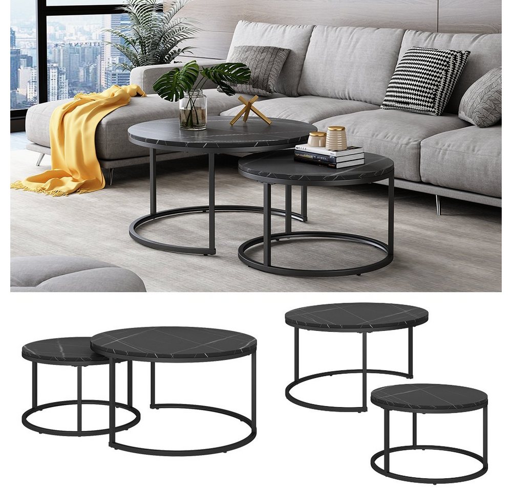 Vicco Couchtisch Montreal, Schwarz/Schwarzer Marmor, 77 x 40 cm 2 Teile (2-St) – Bild 3 von 5