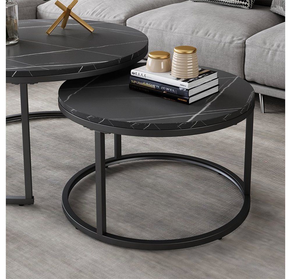 Vicco Couchtisch Montreal, Schwarz/Schwarzer Marmor, 77 x 40 cm 2 Teile (2-St) – Bild 5 von 5