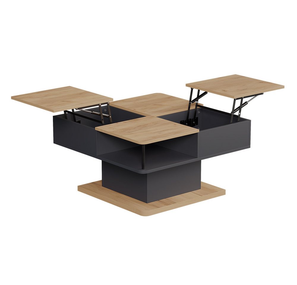 Vicco Couchtisch Movira, Anthrazit/Goldkraft Eiche, 80 x 45 cm mit Staufächern (1-St) – Bild 2 von 5