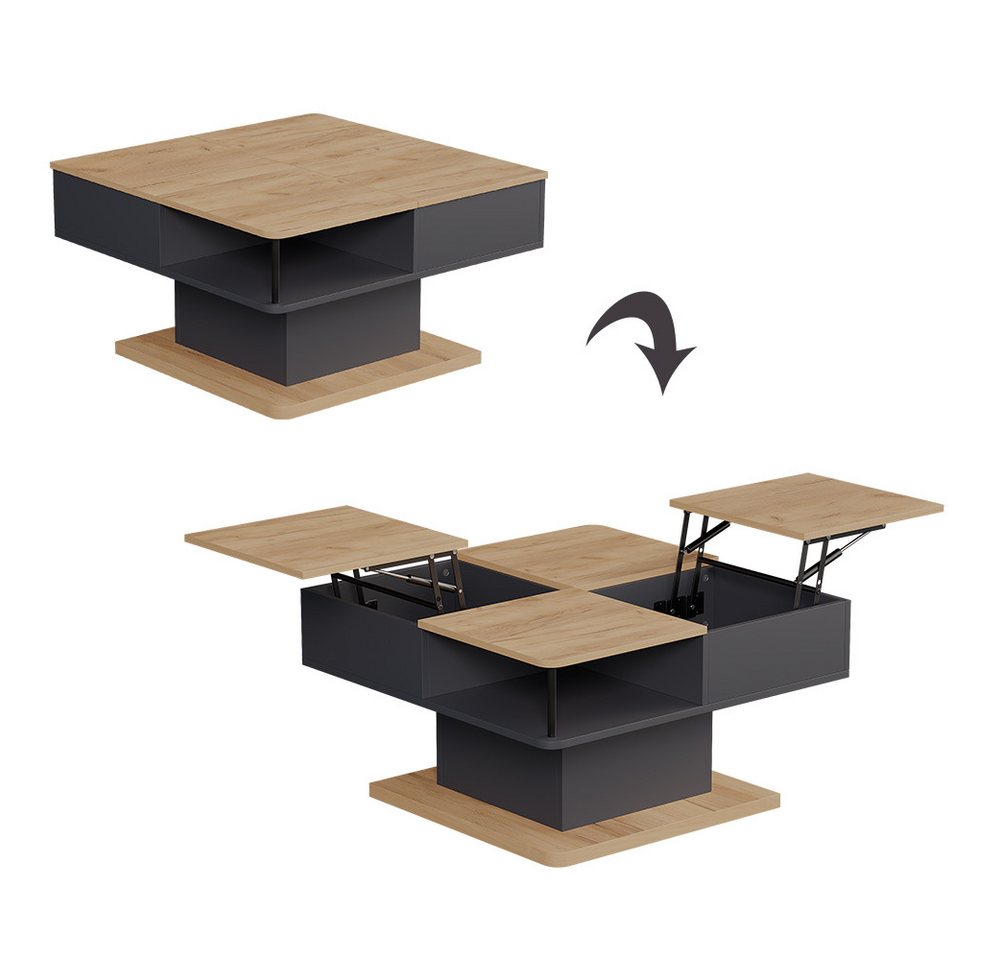 Vicco Couchtisch Movira, Anthrazit/Goldkraft Eiche, 80 x 45 cm mit Staufächern (1-St) – Bild 5 von 5