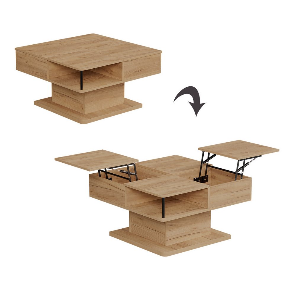 Vicco Couchtisch Movira, Goldkraft Eiche, 80 x 45 cm mit Staufächern (1-St) – Bild 5 von 5
