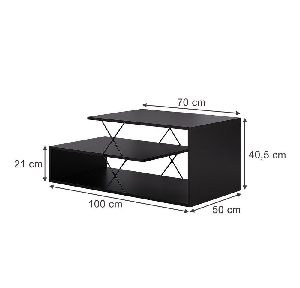 Vicco Couchtisch Nario, Schwarz, 100 x 50 cm (1-St) – Bild 3 von 5