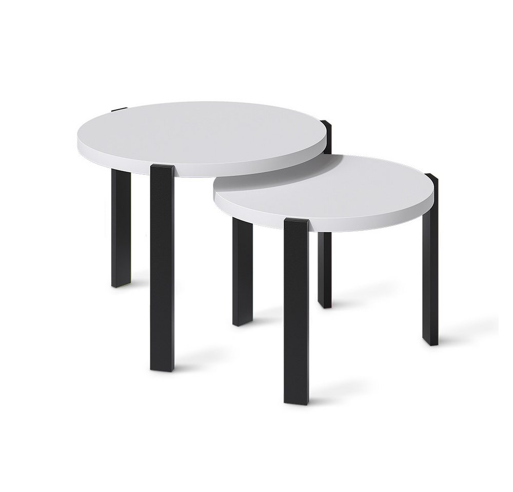 Vicco Couchtisch Norin, Weiß/Schwarz, 60 x 60 cm (2-St) – Bild 2 von 5