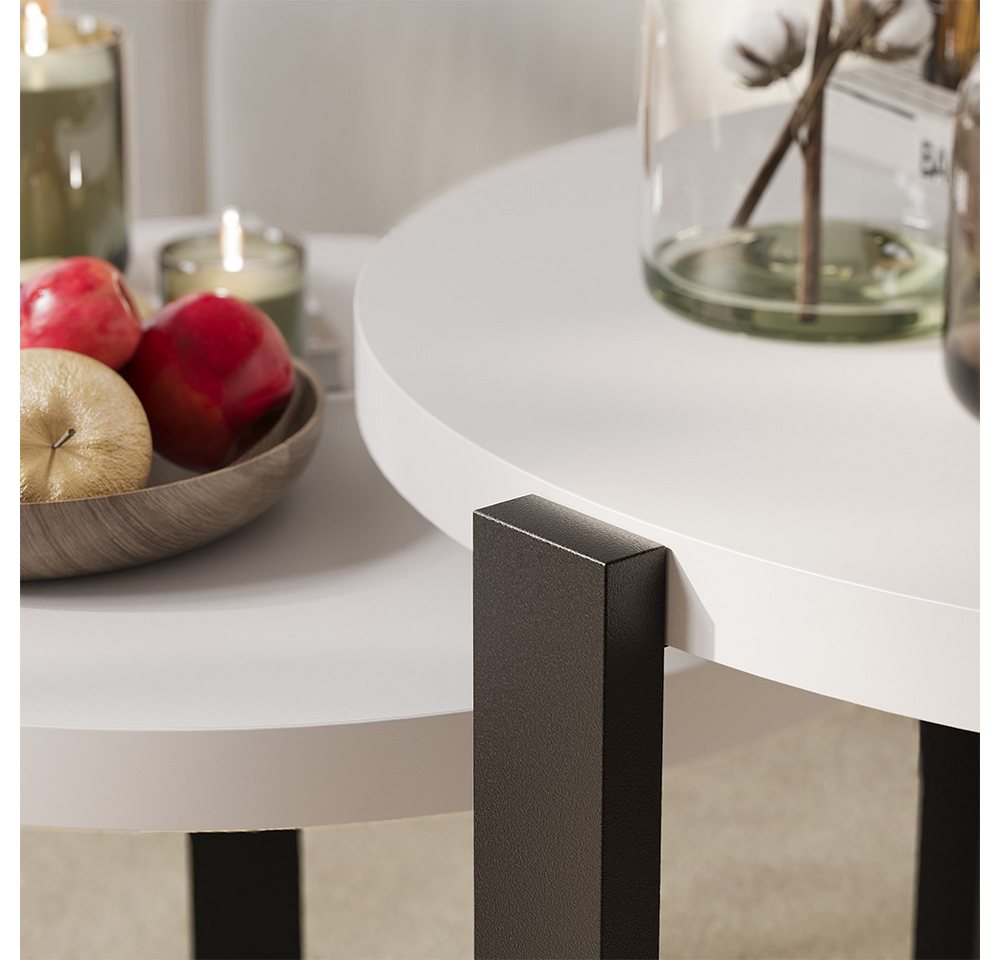 Vicco Couchtisch Norin, Weiß/Schwarz, 60 x 60 cm (2-St) – Bild 4 von 5