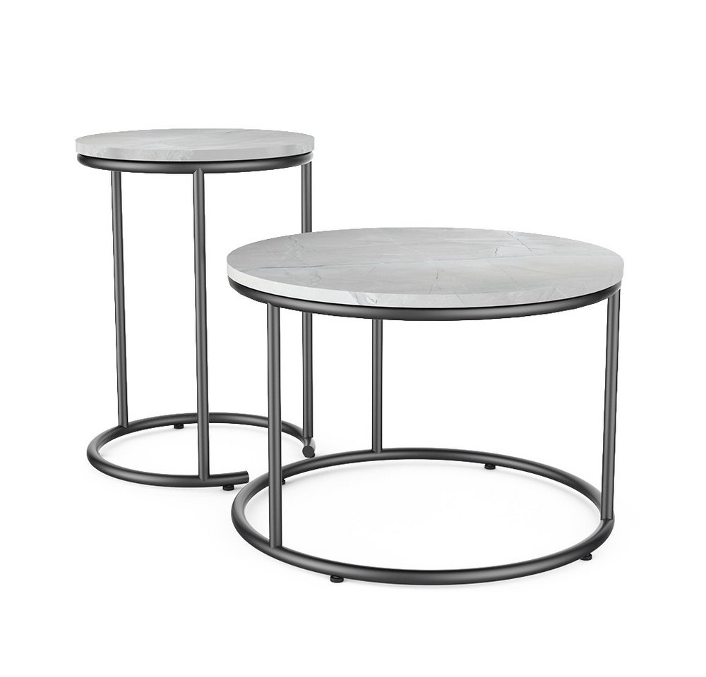 Vicco Couchtisch Ottawa, Marmor Weiß, 55 x 55 cm 2 Teile (2-St) – Bild 2 von 5