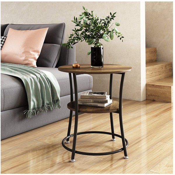 Vicco Couchtisch Quebec, Eiche rustikal, 50 x 50 cm mit Ablage (1-St)